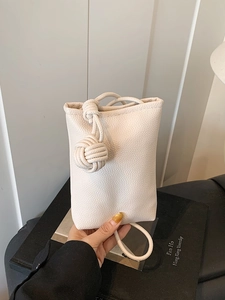 Mini Borsa A Tracolla Borsa Per Cellulare Pelle PU Texture Litchi Decorazione Nodo Palla Intrecciata Fibbia Magnetica Donne