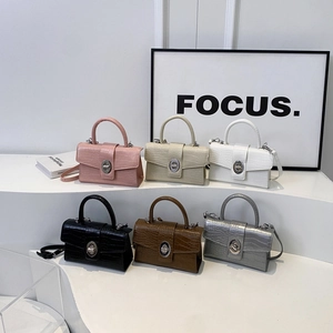 Chic faux crocodile texture mini handbags in six colors with metallic swivel locks