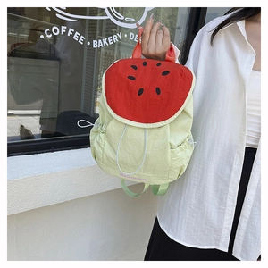 Creative watermelon shaped backpack with drawstring closure and high-quality nylon fabric