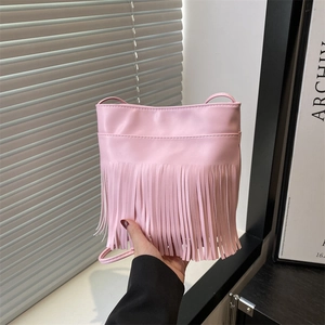 Damen Mode Quaste Schultertasche Große Kapazität PU Leder Umhängetasche Boho Stil Trendige Casual Handtasche Reise