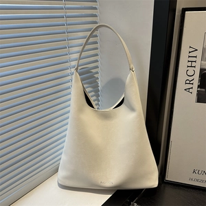Borsa tote bianca crema di grande capacità in stile hobo con scritte color argento
