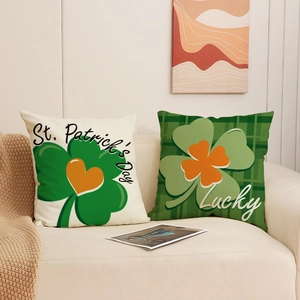 St. Patrick's Day green clover decorative pillow covers set of 2 for home sofa decor