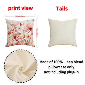 Floral watercolor linen blend square throw pillow cover 18x18 inch for home decor