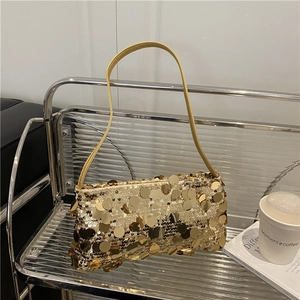 Sac sous le Bras à Paillettes pour Femmes Mode Brillant Sac à Épaule Vintage Sac à Main de Soirée Baguette pour Quotidien