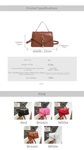 Tableau des tailles et options de couleurs pour le sac bandoulière en cuir PU matelassé