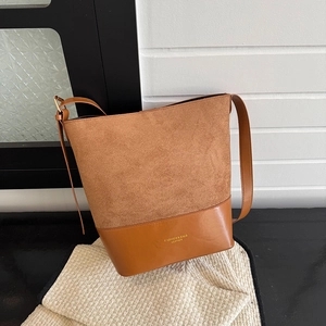 Sac Seau Minimaliste Rétro Et Petite Pochette Pour Femmes Similicuir PU Et Suède Épissés Sac À Bandoulière Décontracté