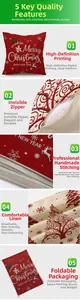 Linen Christmas pillowcase detail showing high-definition prints and hidden zipper