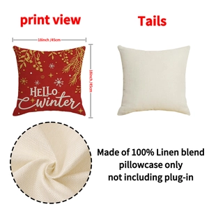 Roter Weihnachts-Kissenbezug mit Hello Winter Bestickung und Leinenmischung-Textur