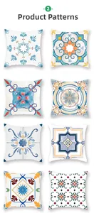 Detail view showing eight mandala and geometric ethnic patterns for pillow covers