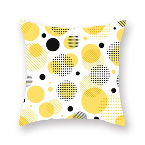 Nordic yellow geometric cushion cover with modern minimalist pop art dots patterns