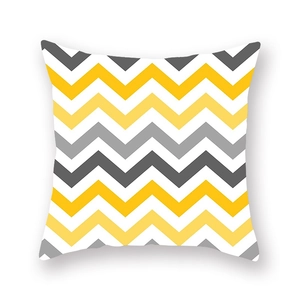 Nordic yellow geometric chevron throw pillow cover with decorative wave pattern