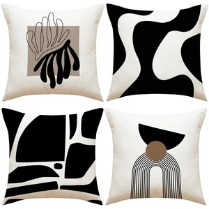Nordic Black And White Geometric Print Decorative Pillowcase Abstract Art Polyester Throw Pillow Cover For Sofa Home Decor