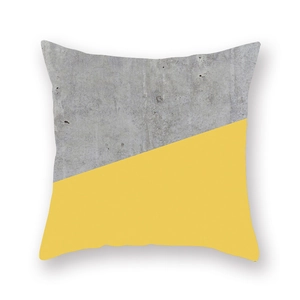 Nordic yellow and grey geometric contrast pillowcase with modern concrete texture