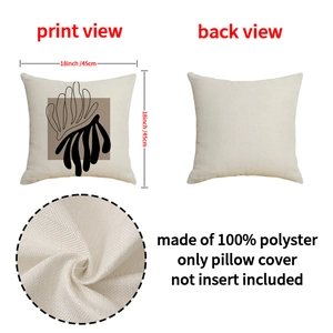 18x18 inch black and white geometric leaf print cushion cover with textured fabric