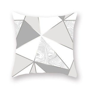 Modern grey and white geometric peach skin pillowcase with marble texture patterns