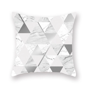 Modern silver gray geometric peach skin pillowcase with marble and triangle patterns
