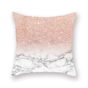 Rose gold glitter and white marble pattern square pillowcase made of soft peach skin fabric
