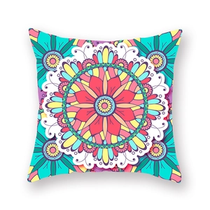 Colorful mandala patterns on bohemian square pillow cover for home decoration