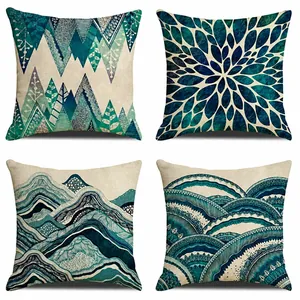 Modern Nordic Linen Pillow Case Ocean Wave Geometric Mountain Mandala Pattern Decorative Cushion Cover For Sofa Living Room Home Decor