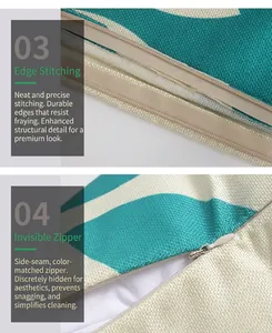 Close-up of durable linen fabric texture with neat stitching and a hidden zipper