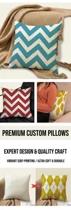 Detail of high-definition digital heat transfer print on linen geometric cushion cover