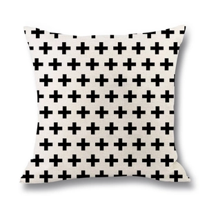 Geometrische Leinen Kissenbezug Schwarz Weiß Abstrakte Muster Dekokissen Hülle Mit Verdecktem Reißverschluss Für Sofa