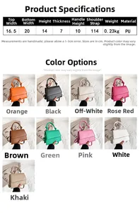 Detailed size chart and dimensions overview for the minimalist PU leather crossbody bag