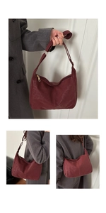 Detailed views of burgundy leopard print hobo bag with wide strap and gold zipper