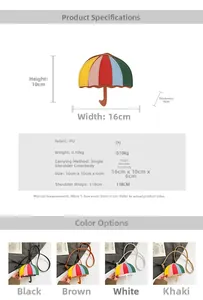 Size chart showing height 10cm, width 16cm and depth 6cm for this creative PU horn bag