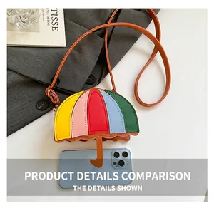 Detailed comparison of multi-color umbrella shaped crossbody bag with a smartphone