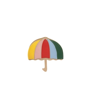 Rainbow umbrella leather bag charm with colorful patchwork and fine stitching detail
