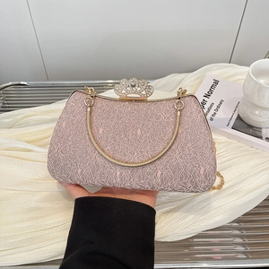 Women Evening Clutch Bag With Rhinestone Crown Buckle PU Leather Hard Shell Chain Shoulder Bag For Wedding Party Event