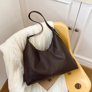 Grand Sac Fourre-Tout En Cuir PU Rétro Simple Souple Hobo Sac À Épaule Pour Femme Quotidien Urbain Mode
