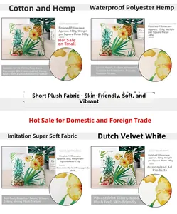 Dettagli di quattro trame di tessuto premium per la federa con stampa di ananas