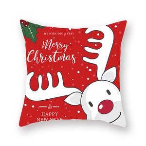 Housse de coussin Noël rouge avec motif renne et texte Merry Christmas festif