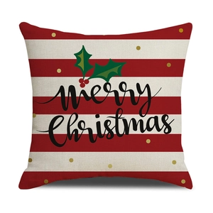 Funda de Cojín de Navidad de Lino Estilo Nórdico Cuadrada Patrones Merry Christmas Funda Decorativa para Hogar Sofá Oficina