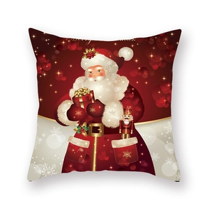 Détail de la taie d'oreiller de Noël avec illustration du Père Noël et de Casse-Noisette