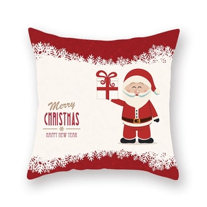 Housse de coussin de Noël festive rouge et blanc avec motif Père Noël et flocons de neige