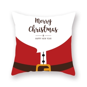 Détail de la housse de coussin avec imprimé Père Noël et vœux festifs de fin d'année