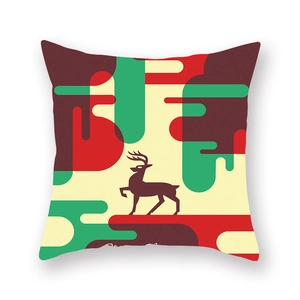 Détail de la taie de coussin de Noël avec renne et texte Merry Christmas