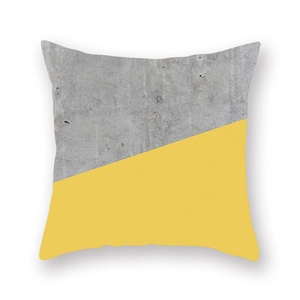 Fodera per cuscino quadrata moderna con texture grigia e design geometrico giallo