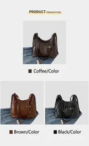Détails des sacs hobo vintage en cuir texturé coloris café, marron et noir élégants