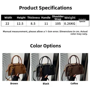 Tabella taglie borsa a cuscino da 22cm in marrone, nero e caffè per borse a mano vintage