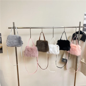Chic large capacity faux fur tote bags in six colors for autumn and winter fashion