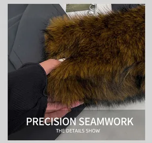 Close-up of the thick brown plush faux fur material and soft texture on this shoulder bag