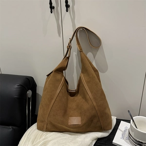 Sac À Bandoulière Hobo Vintage En Daim Simili Grande Capacité Femmes Sac Fourre-tout Urbain Simple Rétro Main