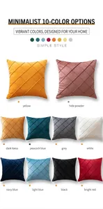 Detailed view of Dutch velvet cushion covers in ten colors with diamond quilted texture