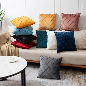 Modern velvet cushion covers with quilted diamond patterns in various elegant colors