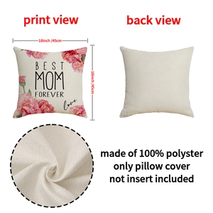 Housse de coussin en polyester 18 pouces avec imprimé BEST MOM FOREVER et œillets