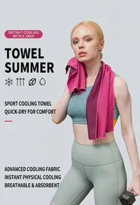 Detail of pink and purple cooling sports towel with breathable honeycomb texture